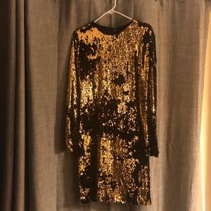 Naeem Khan Long-Sleeve Sequin Mini Dress Size 14